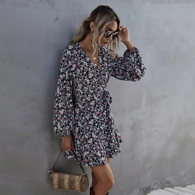Robe à Fleurs Rouge et Noir | Dame Fleur