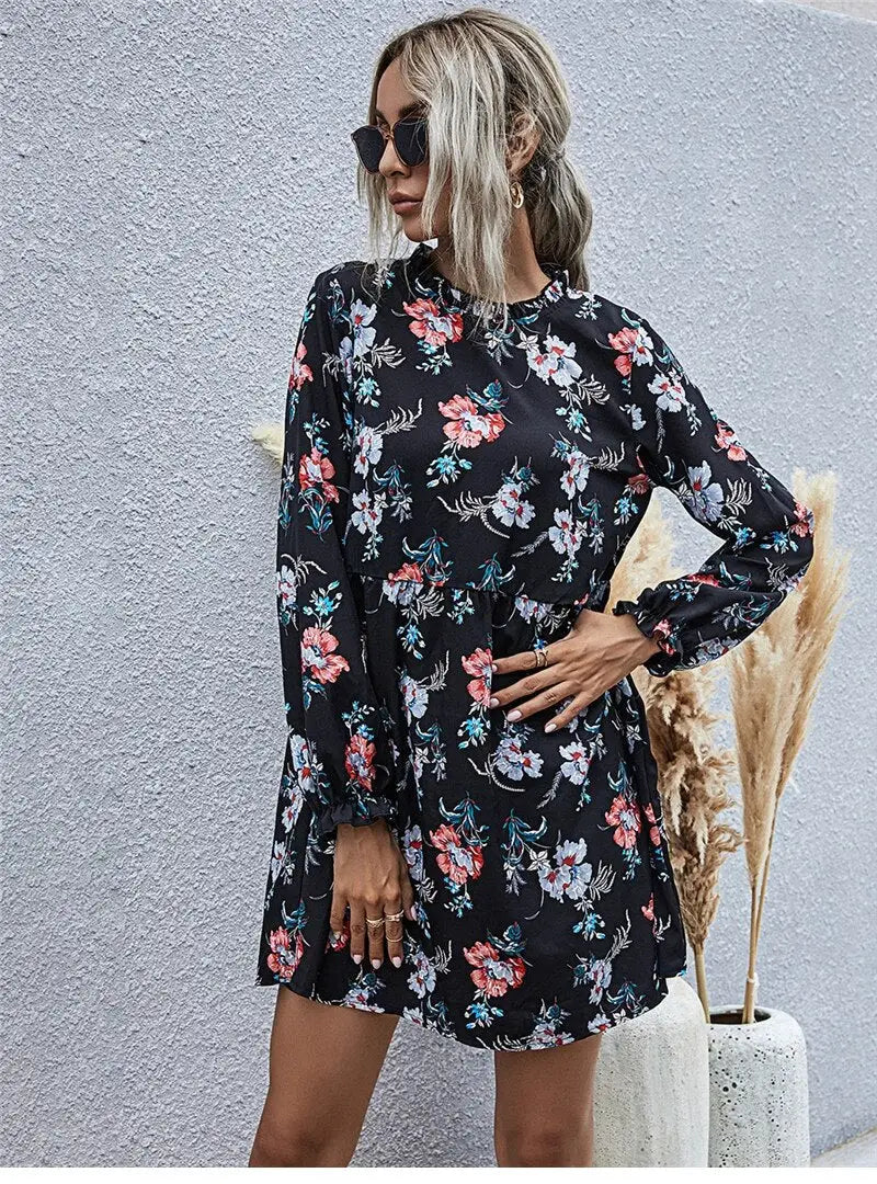 Robe Ample Courte Fleurie | Dame Fleur