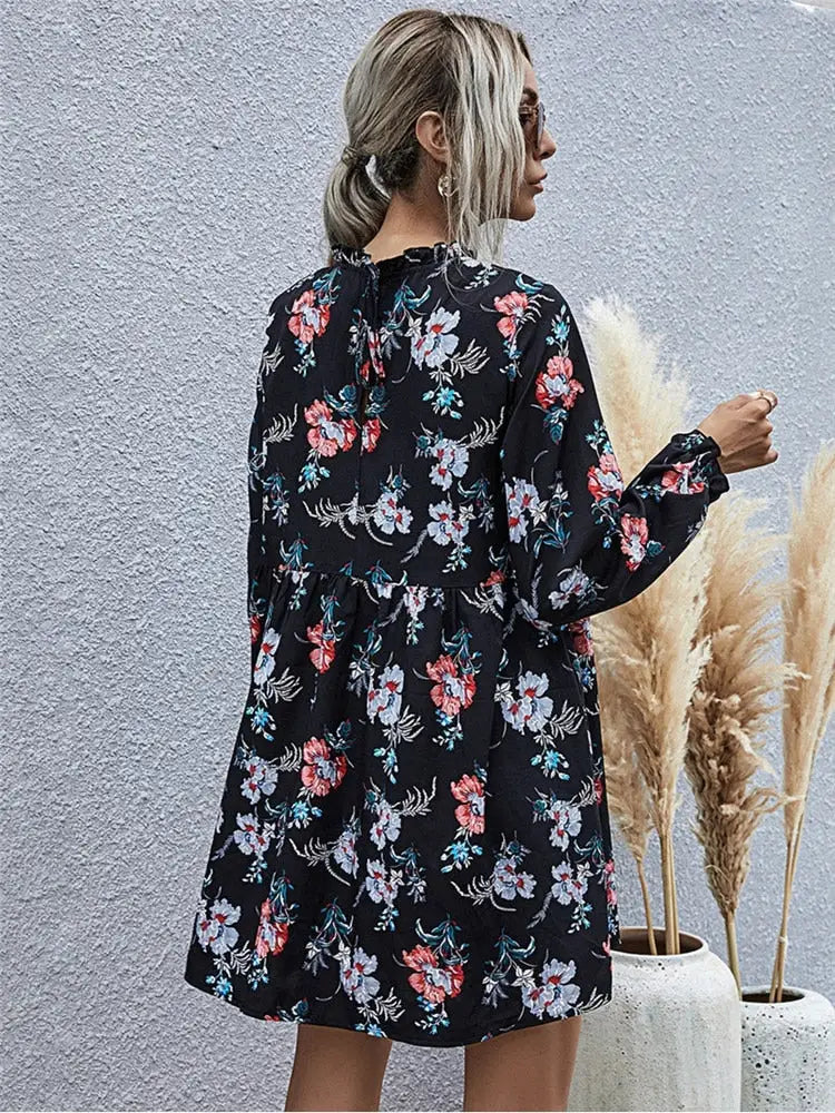 Robe Ample Courte Fleurie | Dame Fleur