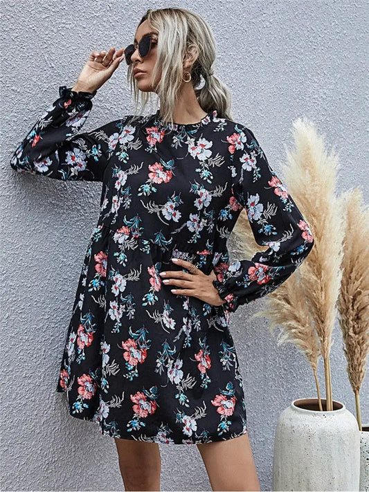 Robe Ample Courte Fleurie | Dame Fleur