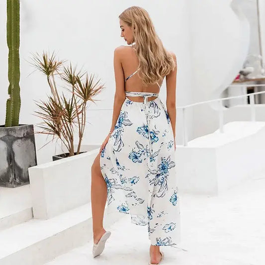 Robe Blanche à Fleurs Bleues | Dame Fleur
