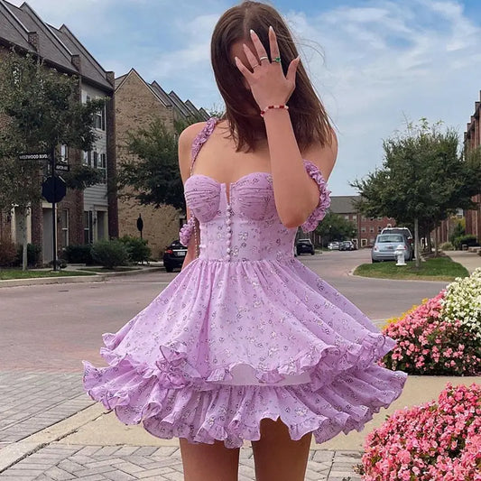 Robe Blanche Fleurie avec Corset | Dame Fleur