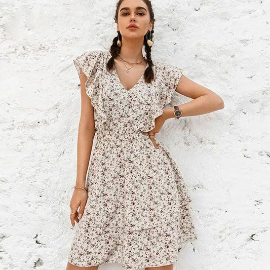 Robe Blanche Fleurie Courte | Dame Fleur