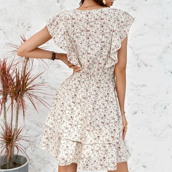 Robe Blanche Fleurie Courte | Dame Fleur