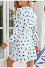Robe Blanche Fleurs Bleues - Vignette | Dame Fleur