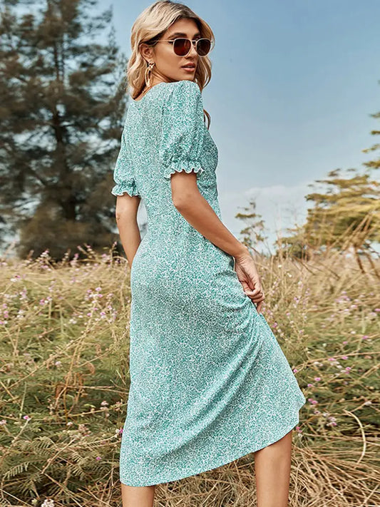 Robe Bleue à Fleurs | Dame Fleur