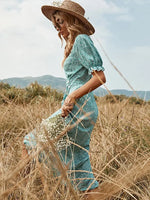 Robe Bleue à Fleurs - Vignette | Dame Fleur