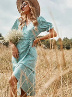 Robe Bleue à Fleurs - Vignette | Dame Fleur