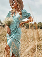 Robe Bleue à Fleurs - Vignette | Dame Fleur