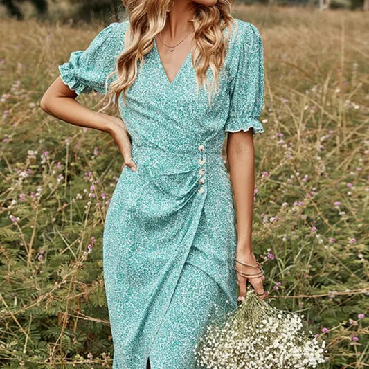 Robe Bleue à Fleurs | Dame Fleur