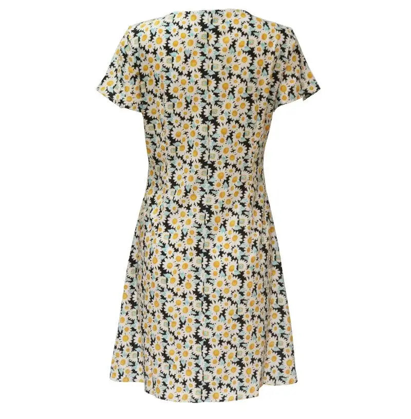 Robe Bleue à Fleurs Jaune | Dame Fleur