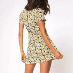 Robe Bleue à Fleurs Jaune - Vignette | Dame Fleur