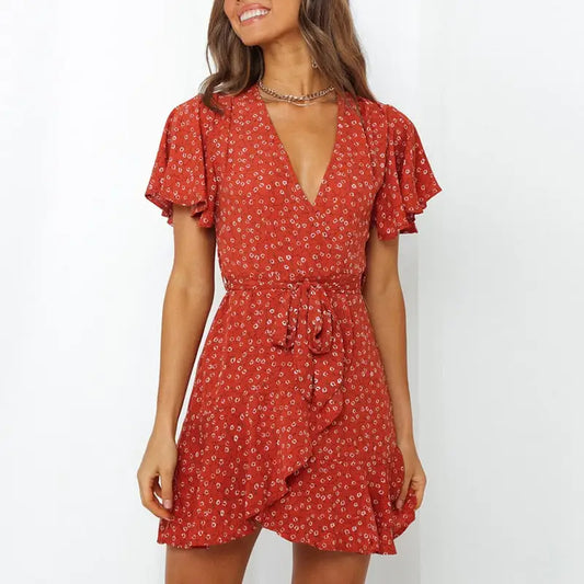 Robe Bohème Fleurie Courte | Dame Fleur