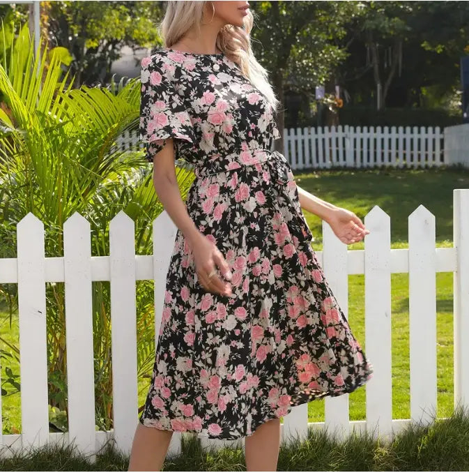 Robe Bohème Fleurie Midi | Dame Fleur