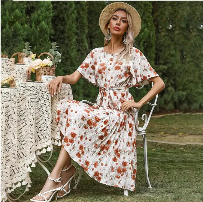 Robe Bohème Fleurie Midi | Dame Fleur