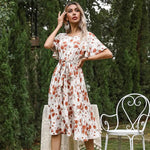 Robe Bohème Fleurie Midi - Vignette | Dame Fleur