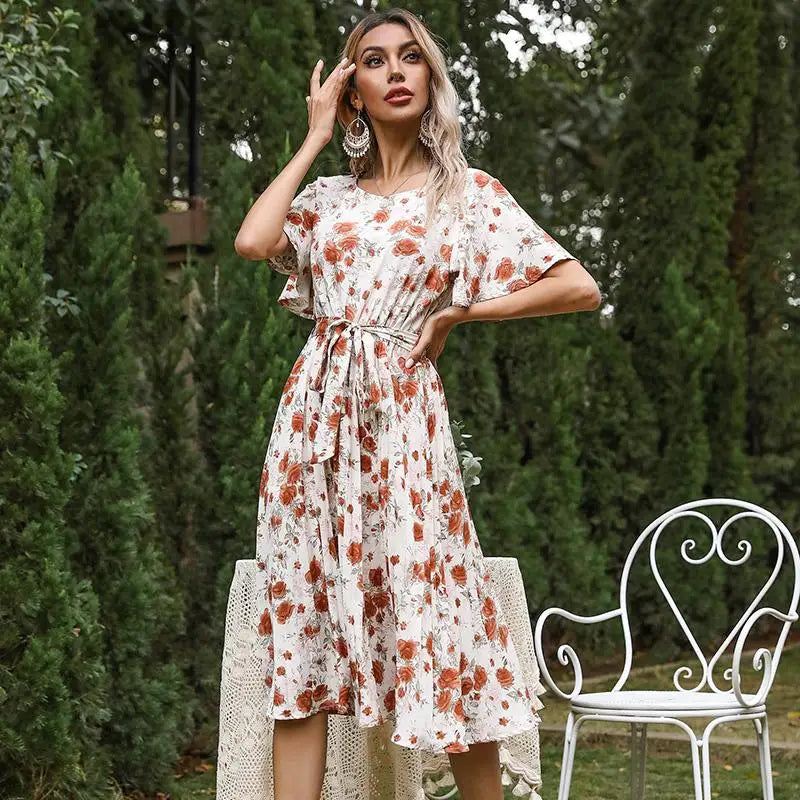 Robe Bohème Fleurie Midi | Dame Fleur