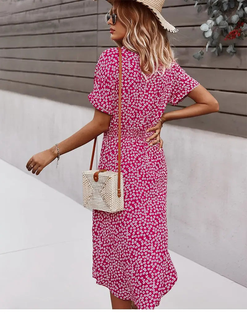 Robe Chemisier à Fleurs Mi-Longue | Dame Fleur