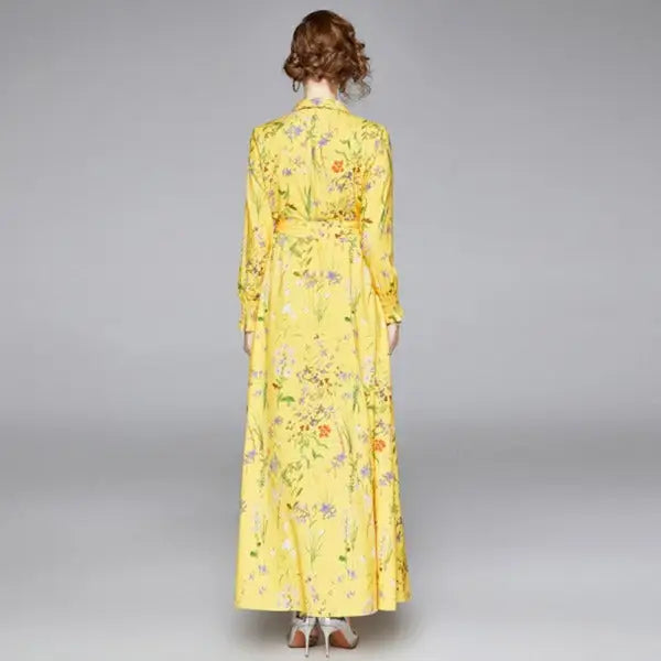 Robe Chemisier Fleurie Jaune | Dame Fleur