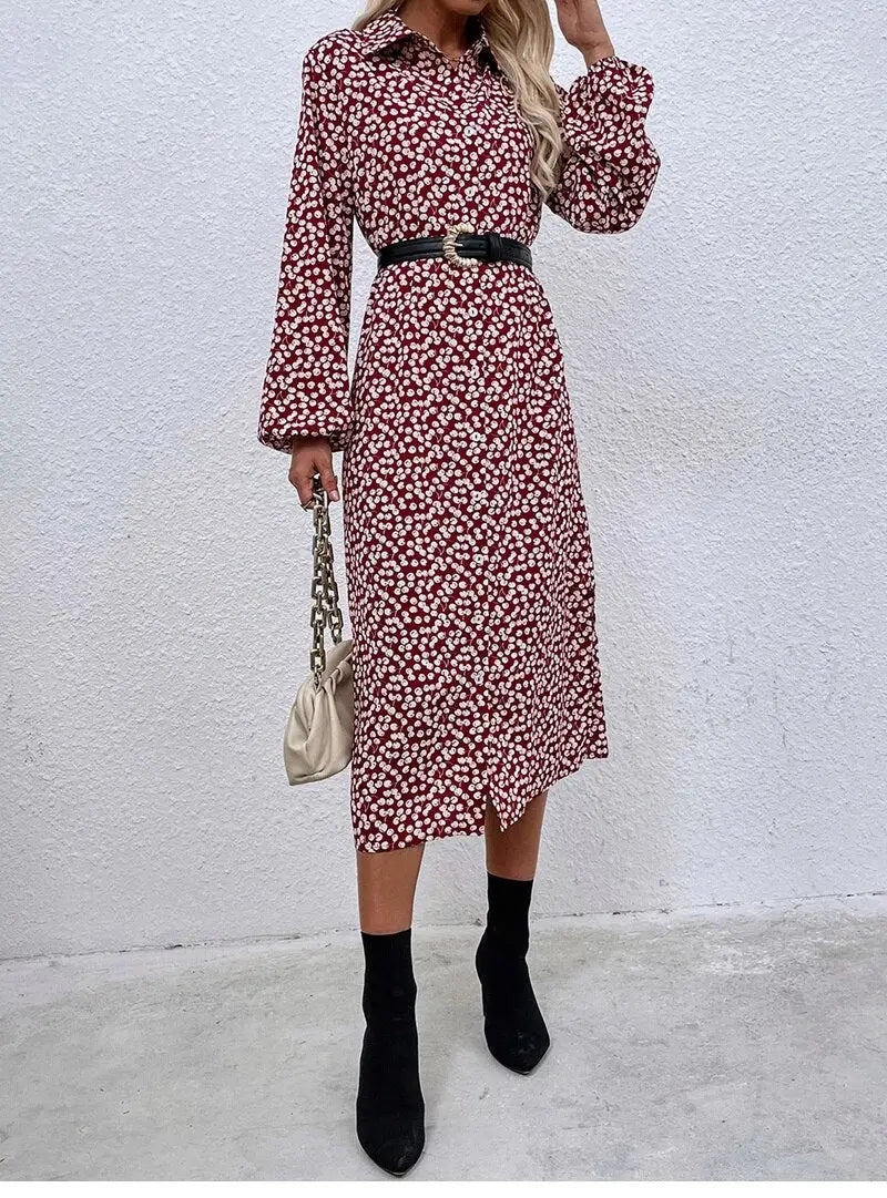 Robe Chemisier Fleurie Mi-Longue | Dame Fleur