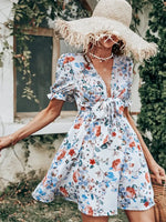 Robe Courte à Fleurs Chic - Vignette | Dame Fleur