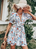 Robe Courte à Fleurs Chic - Vignette | Dame Fleur