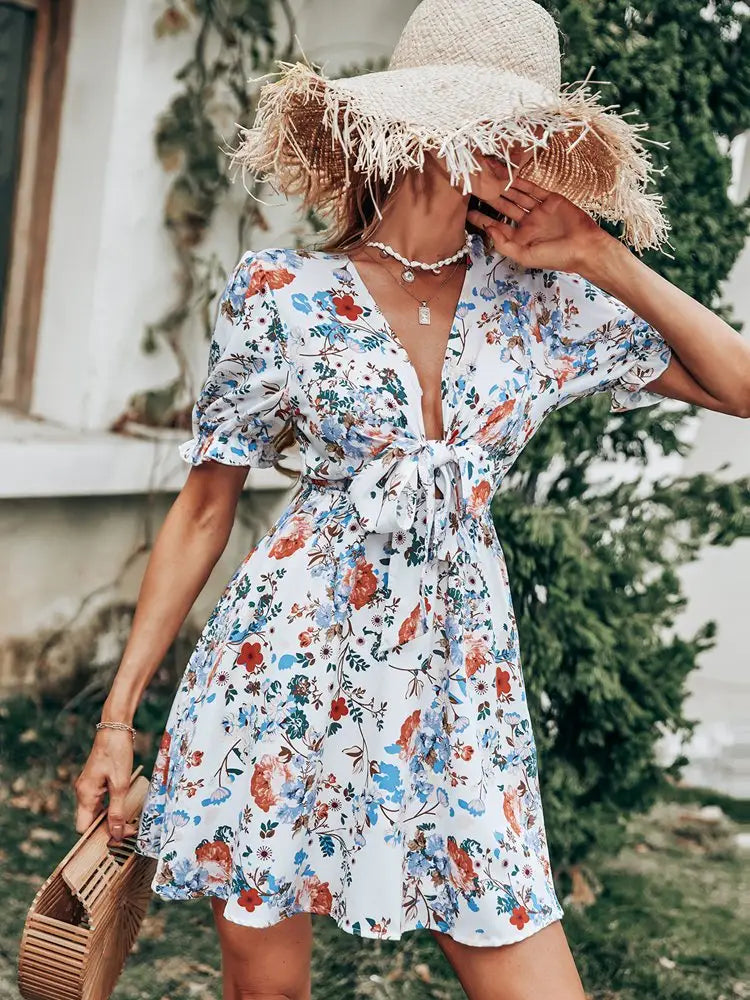 Robe Courte à Fleurs Chic | Dame Fleur