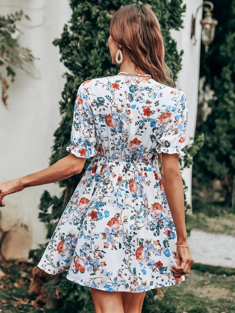 Robe Courte à Fleurs Chic | Dame Fleur