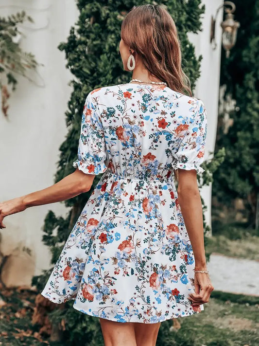 Robe Courte à Fleurs Chic | Dame Fleur