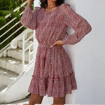 Robe Courte en Crêpe Fleurie - Vignette | Dame Fleur