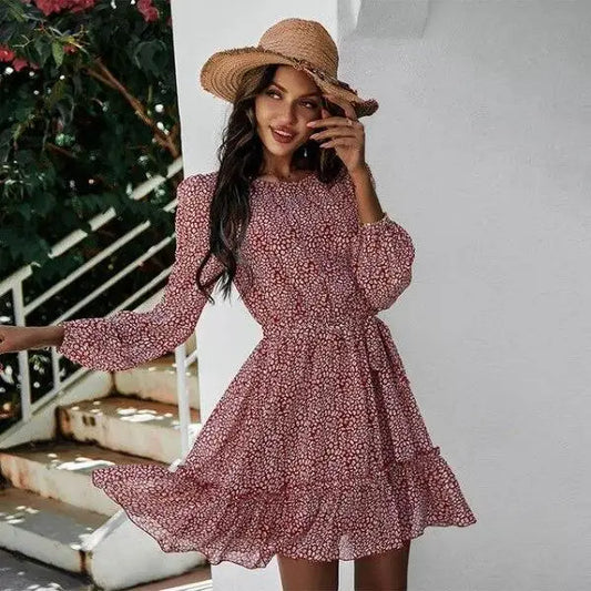 Robe Courte en Crêpe Fleurie | Dame Fleur