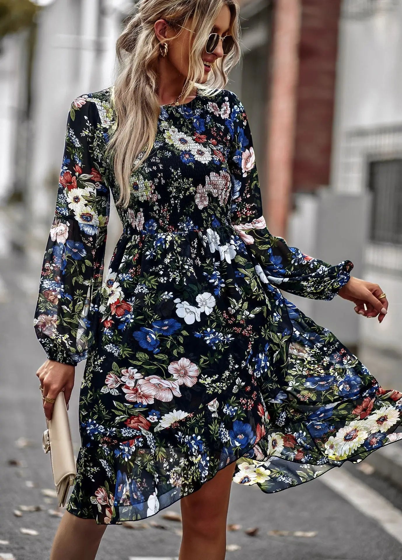 Robe Courte Evasée Fleurie | Dame Fleur