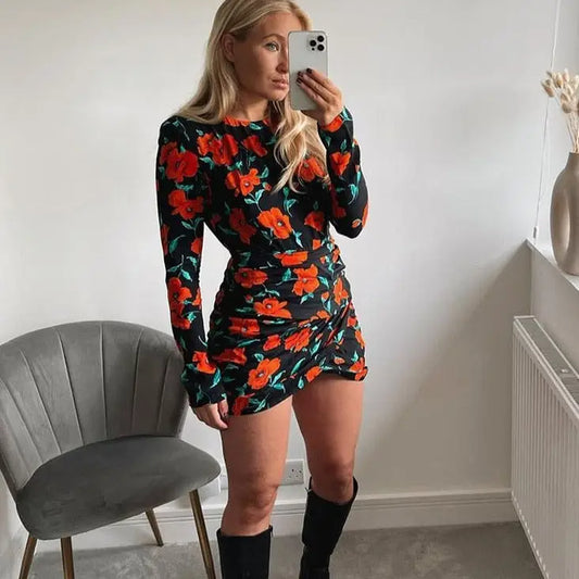 Robe Courte Fleurie Dos Nu | Dame Fleur