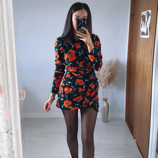 Robe Courte Fleurie Dos Nu | Dame Fleur