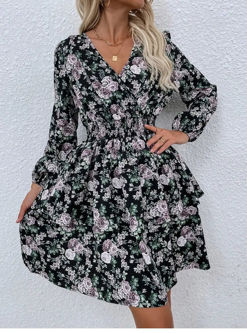 Robe Courte Fleurie Hiver | Dame Fleur