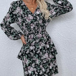 Robe Courte Fleurie Hiver - Vignette | Dame Fleur