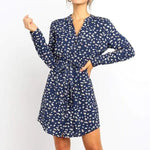 Robe Courte Fleurie Manche Longue - Vignette | Dame Fleur