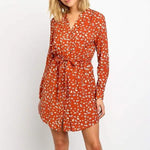 Robe Courte Fleurie Manche Longue - Vignette | Dame Fleur