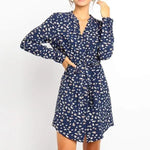 Robe Courte Fleurie Manche Longue - Vignette | Dame Fleur