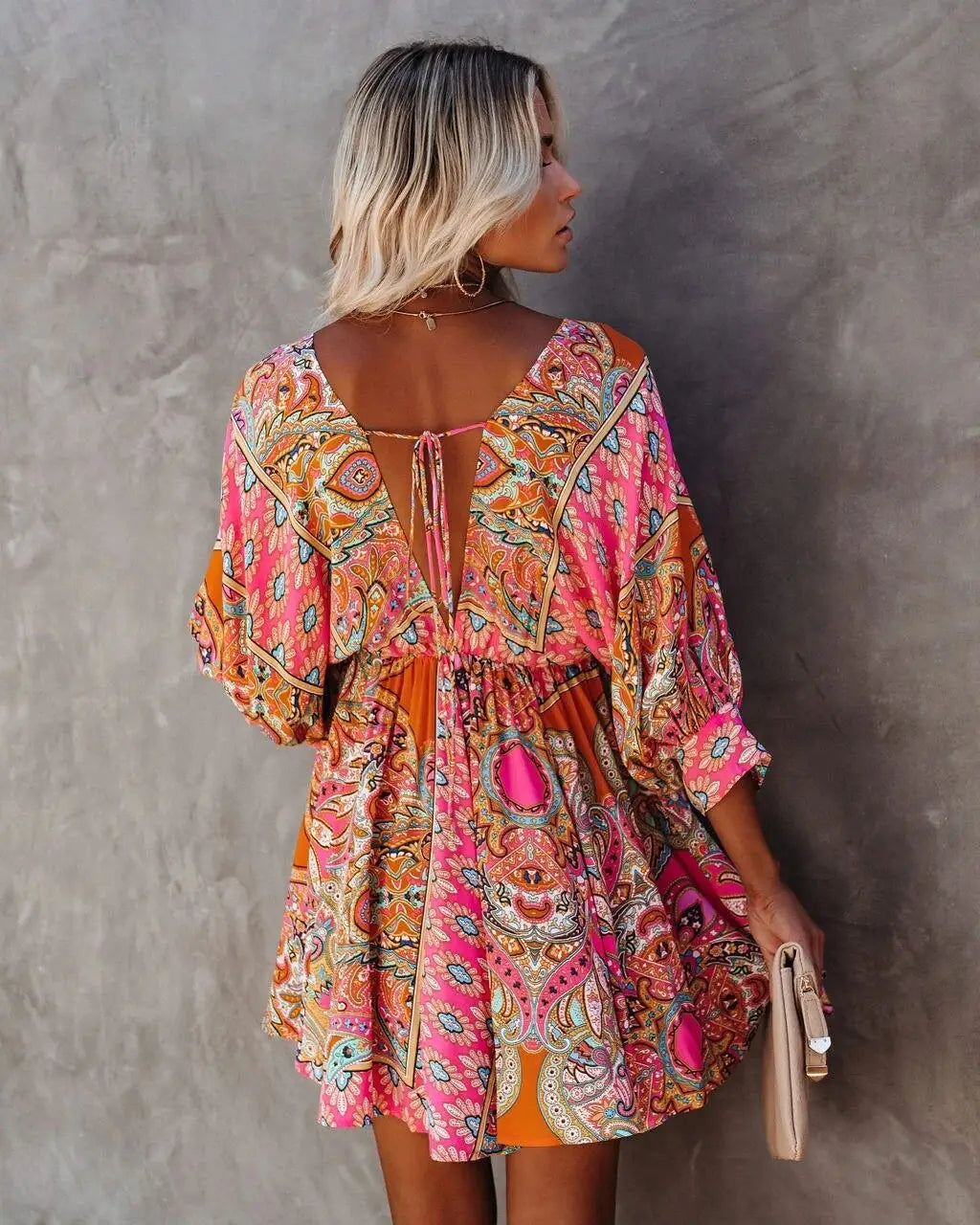 Robe Courte Fleurie Manches Chauve-Souris | Dame Fleur