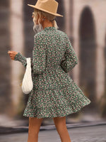 Robe Courte Fleurie Verte - Vignette | Dame Fleur