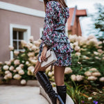 Robe Courte Fleurs Manches Longues - Vignette | Dame Fleur