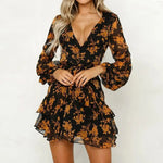 Robe Courte Manche Longue Fleurie - Vignette | Dame Fleur