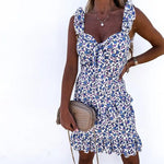 Robe Courte Plage Fleurie - Vignette | Dame Fleur