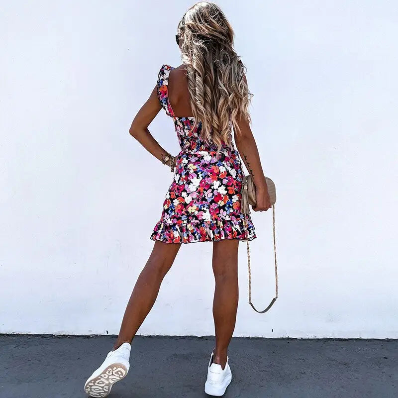 Robe Courte Plage Fleurie | Dame Fleur