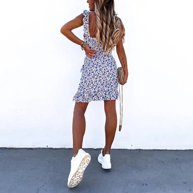 Robe Courte Plage Fleurie | Dame Fleur