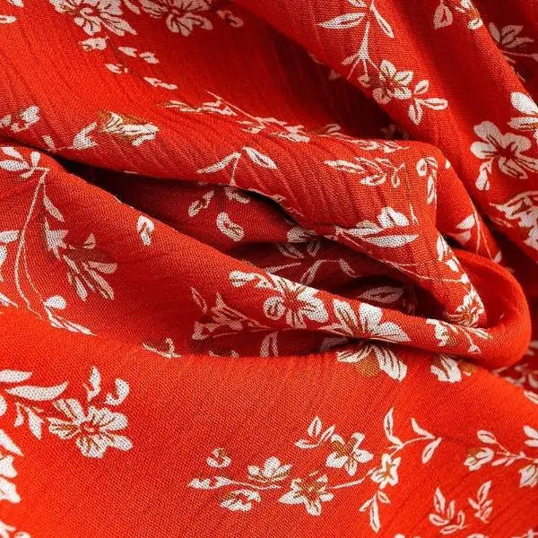 Robe Courte Rouge Fleurs Blanches | Dame Fleur