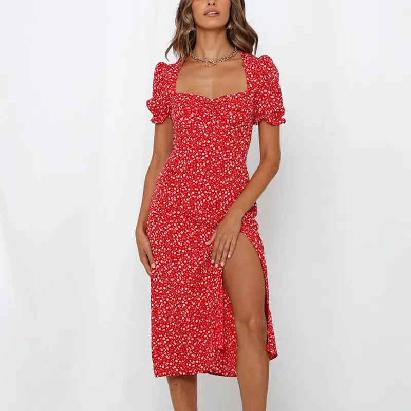 Robe Droite Fleurie Mi-Longue | Dame Fleur