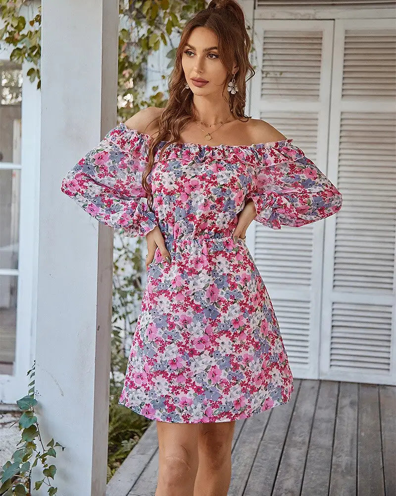 Robe Epaule Dénudée à Fleurs | Dame Fleur