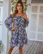 Robe Epaule Dénudée à Fleurs - Vignette | Dame Fleur